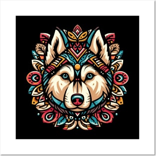 Design head husky tribal style Posters and Art